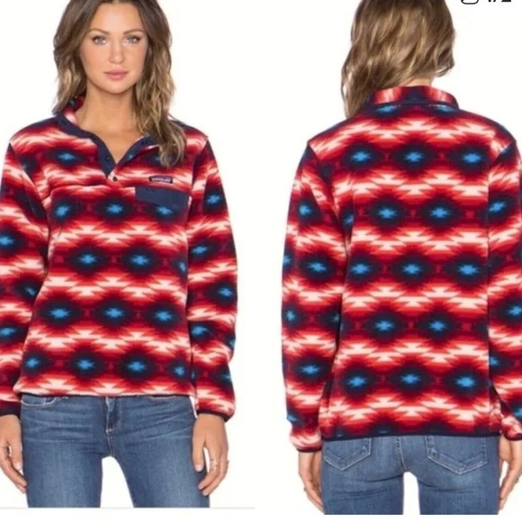 Patagonia Synchilla Fleece Aztec Snap-T Pullover Sweater Size Small - Picture 4 of 8